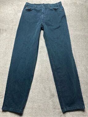 VTG 90s Levi's 550 Relaxed Fit Tapered Leg Jeans in Dark Green 34x32 Orange Tag